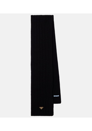 Prada Ribbed-knit virgin wool scarf