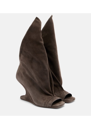 Rick Owens Cantilever suede peep-toe boots