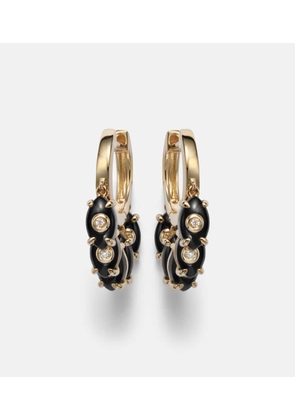 Sydney Evan 14kt gold (585/1000) hoop earrings with onyx and diamonds