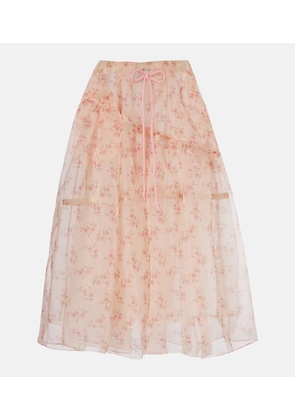 Simone Rocha Floral tulle midi skirt