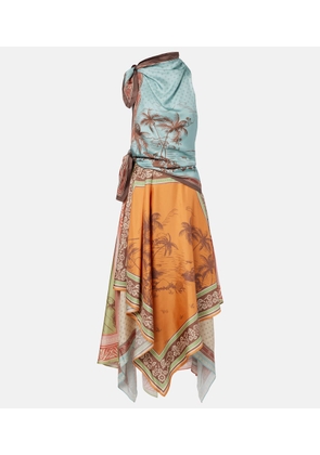 Alemais Alberta scarf-detail silk twill midi dress