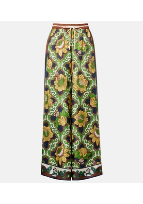 Alemais Liana printed silk satin palazzo pants