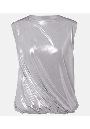 Norma Kamali Twist metallic-effect top