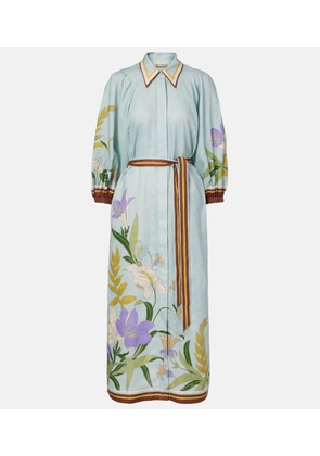 Alemais Belted floral linen shirt dress