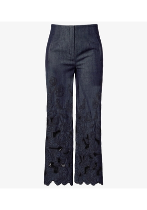 Veronica Beard Osborne cotton chambray wide-leg pants