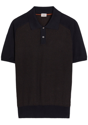 Tods Panelled Ribbed Silk and Cotton-blend Polo Shirt - Navy - S