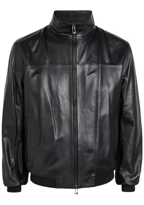 Emporio Armani High-neck Leather Jacket - Black - 48 (UK38 / M)