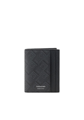 Ferragamo Black Calf Leather Bos Taurus Wallet