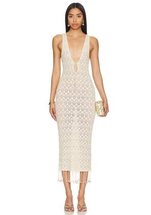 Camila Coelho Abeni Keyhole Midi Knit Dress in Nude. Size M. Also in XL.