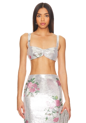 Camila Coelho Pia Sequin Micro Top in Metallic Silver. Size M. Also in S, XS.