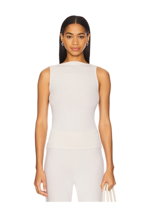 Enza Costa Silk Knit Sleeveless Boatneck Top in Beige. Size M. Also in S.
