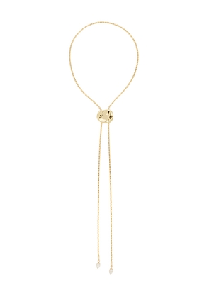 Ettika Liquid Lux Bolo Lariat Necklace in Metallic Gold.