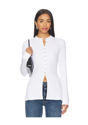 ALIGNE Daphne Rib Placket Top in White. Size 0. Also in 6.