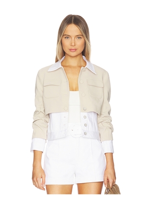 Cinq a Sept Denim Lorraine Jacket in Beige. Size 0. Also in 00, 10, 4.