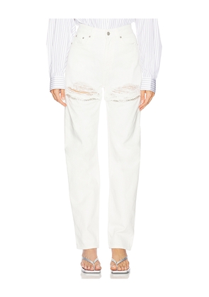 AREA Crystal Fray Slit Jean in White. Size 24. Also in 25, 26, 27, 28, 29.