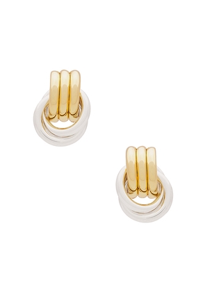 Heaven Mayhem Baby Knot Earrings in Metallic Gold,Metallic Silver.