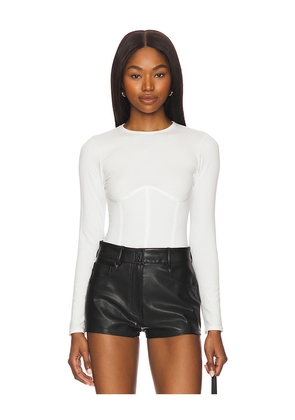 fleur du mal Organic Cotton Long Sleeve T-shirt Bodysuit in Ivory. Size L. Also in XL.