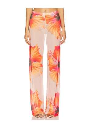 Good American Gauze Mesh Wide Leg Pant in Orange,Neutral. Size L. Also in M.