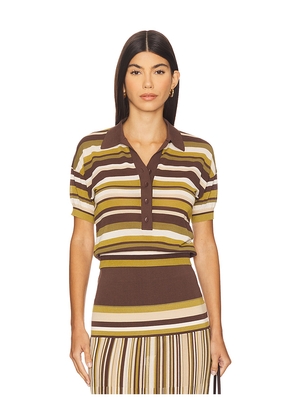 FAITHFULL THE BRAND Sable Polo Shirt in Olive,Brown. Size S. Also in XS.