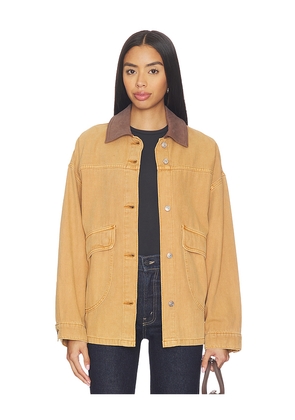 Free People x We The Free Lemon Denim Jacket in Orange. Size L. Also in M, S, XL, XS.