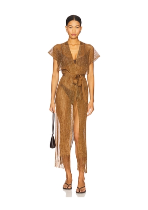 Luli Fama Long Caftan in Brown.