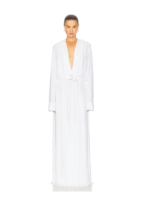 Norma Kamali Hooded Super Oversized NK Shirt Flared Gown in White. Size L. Also in S.