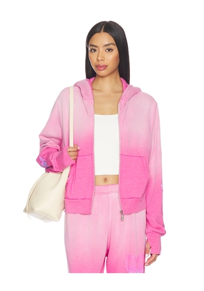 Lauren Moshi Butterfly Heart Crop Zip Hoodie in Pink. Size L. Also in M, S, XL, XS.