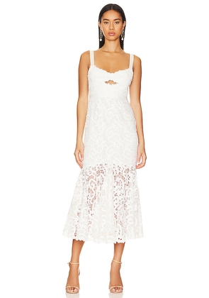 SAYLOR Lesli Midi Dress in White. Size M. Also in S.