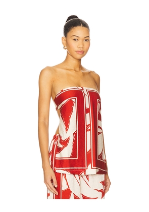 SEVEN WONDERS Arlette Strapless Top in Red. Size L. Also in M.