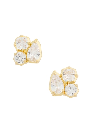 SHASHI Georgian Cut Stud Earring in Metallic Gold.