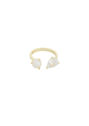 SHASHI Toi Et Moi Ring in Metallic Gold. Size 5. Also in 6, 7, 8.