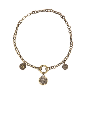 WE11DONE Reversible Coin Necklace in Metallic Gold.