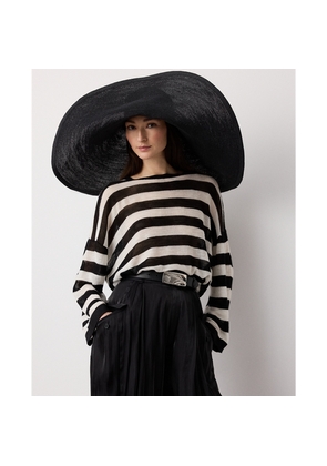 Striped Silk-Linen Crewneck Jumper
