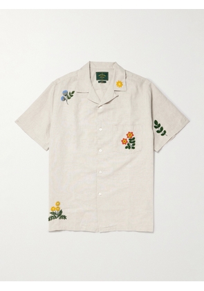 Portuguese Flannel - Convertible-Collar Embroidered Linen and Cotton-Blend Shirt - Men - Neutrals - XS