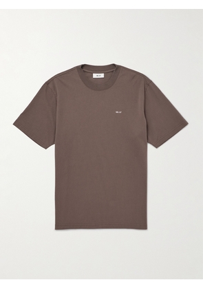 NN07 - Adam 3209 Logo-Embroidered Pima Cotton-Jersey T-Shirt - Men - Brown - S