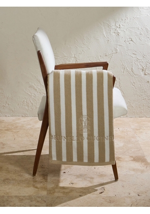 Brunello Cucinelli - Logo-Embroidered Striped Cotton-Terry Beach Towel - Men - Neutrals