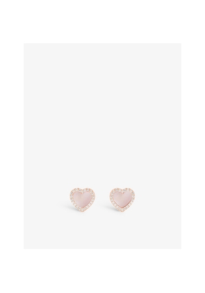 Womens Apm Monaco Heart 18ct Rose Gold-Plated Brass, Zirconia and Pink Nacre Stud Earrings