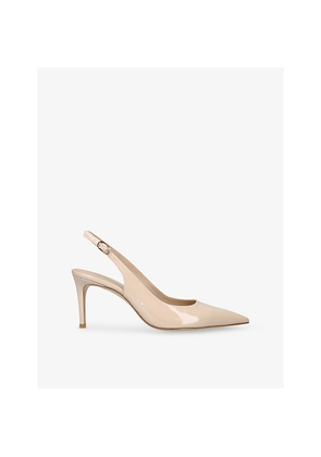 Womens Stuart Weitzman Stuart Power 75 Slingback-Strap Patent-Leather Heeled Pumps