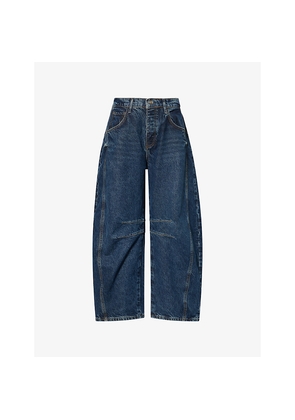 Womens Free People Good Luck Barrel-Leg Denim-Blend Jeans