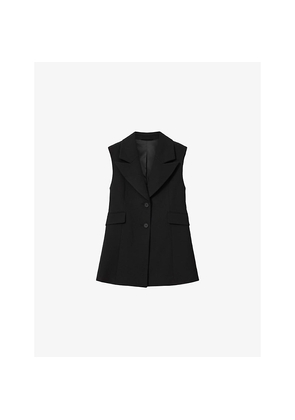 Womens Allsaints Astra Peak-Lapel Stretch-Woven Waistcoat