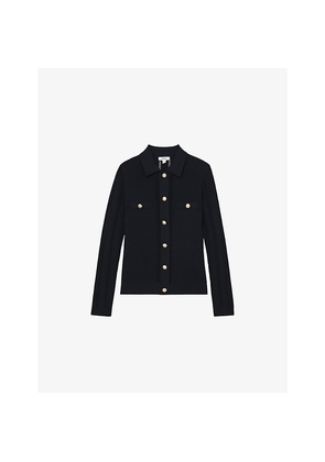 Womens Reiss Harri Button-Through Knitted Top