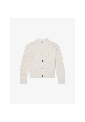 Womens Reiss Lottie Chevron-Stitch Wool and Cashmere Cardigan