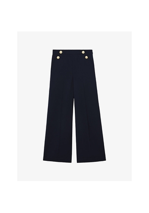 Womens Reiss Carley Wide-Leg Button-Detail Woven Trousers
