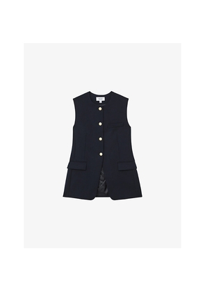 Womens Reiss Gabi Button-Through Stretch-Woven Waistcoat