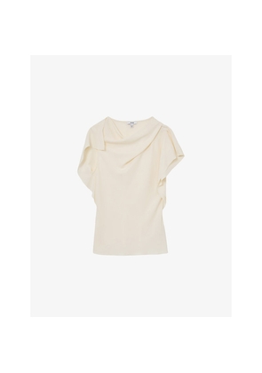 Womens Reiss Natalie Drape-Neck Woven Top