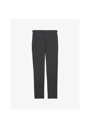 Mens Reiss Check Tailored-Fit Stretch-Wool Blend Trousers