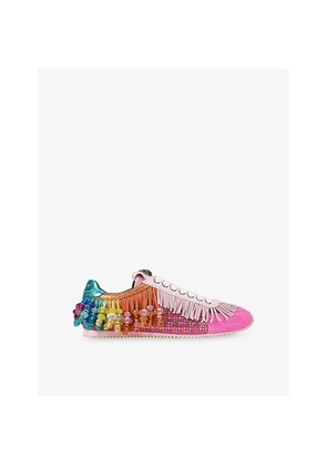 Womens Kurt Geiger London Islington Fringe Suede and Woven Trainers