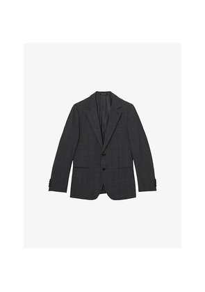 Mens Reiss Single-Breasted Check Wool-Blend Blazer