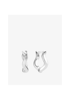 Womens Sif Jakobs Ellera Waves Pianura Rhodium-Plated 925 Sterling Silver Hoop Earrings