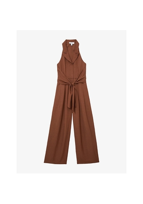 Womens Reiss Taya Tie-Front Woven Jumpsuit